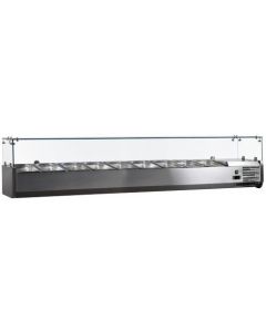 Omcan 79" Refrigerated Topping Rail with Sneeze Guard and 9 Pan Capacity