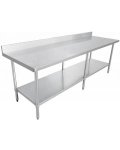 Zanduco Stainless Steel Worktable 24" X 96" with 4" Backsplash and Undershelf - Standard