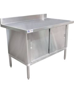 Omcan Worktable Cabinet - 30" x 48" with 3" Overhangs and 4" Backsplash