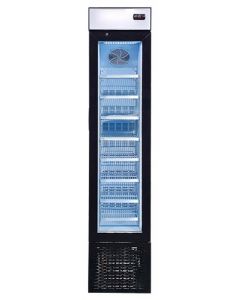 Zanduco 16.5" Single Glass Door Reach-In Merchandiser Freezer - 105L, Black