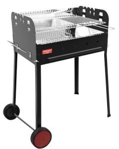 Omcan Charcoal BBQ Grill 22.8" x 14.5" Grid with Stainless Steel Brazier and Panel