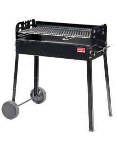 Omcan Charcoal BBQ Grill 29.5" x 14.5" Grid with Double Brazier and 2 Wheels