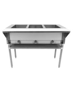 Omcan Natural Gas Steam Table with Three Pans and Undershelf