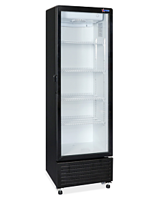 Omcan 23" Single Glass Door 10.7 cu. ft. Refrigerated Showcase - Black