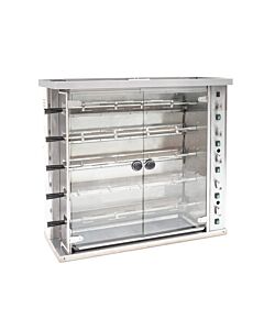 Omcan 47" Natural Gas Rotisserie with 5 Spits for 20 Chickens - 105,000 BTU