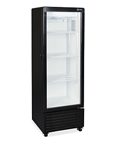 Omcan 16.5" Single Glass Door 4.9 cu. ft. Refrigerated Showcase - Black