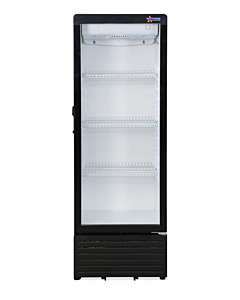 Omcan 21" Single Glass Door 7.7 cu. ft. Refrigerated Showcase - Black