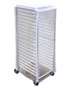 Omcan PVC-Nylon Transparent 24" x 28" x 62" with White Top Cover and 3 Zippers for Pan Racks