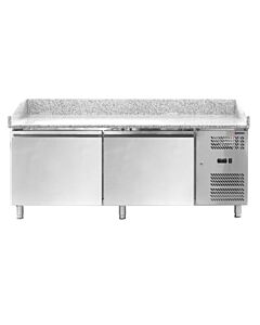 Omcan 80-Inch Granite Top Refrigerated Pizza Prep Table With 2 Doors