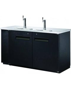 Zanduco 61" Two Door Kegerator Bar Cooler with Two Beer Dispensers Taps - 2 Kegs