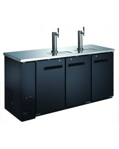 Zanduco 72" Three Door Kegerator Bar Cooler with Two Beer Dispensers Taps - 3 Kegs