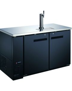 Zanduco 59" Two Door Kegerator Bar Cooler with One Beer Dispenser Tap - 2 Kegs