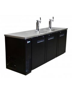 Zanduco 90" Three Door Kegerator Bar Cooler with Two Beer Dispensers Taps - 4 Kegs
