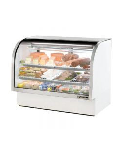 True TCGG-60-LD 60" White Curved Glass Refrigerated Deli Case - 30 cu. ft.
