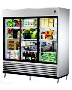 True TSD-69G-LD Three Section Sliding Glass Door Reach In Refrigerator - 69 Cu. Ft.