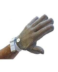 Omcan 5 Finger Mesh Glove, Reversible - L, Blue Strap