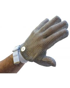 Omcan 5 Finger Mesh Glove, Reversible - M, Red Strap