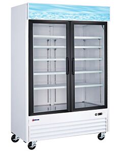Omcan 53" Two Swing Glass Door 44.8 cu.ft. Merchandiser Refrigerator - White