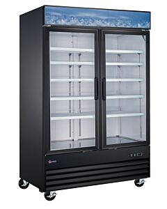 Omcan 53" Two Swing Glass Door 44.8 cu.ft. Merchandiser Refrigerator - Black