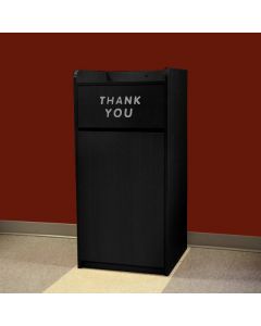 Omcan 36 Gallon Black Waste Receptacle/ Trash Can with "Thank You" Swing Door