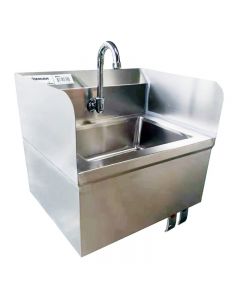 Zanduco Fabricated Hand Sink 15.25" x 17" x 13" with Knee Valve/Gooseneck, Side Splash and Drain Basket