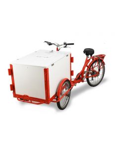 Omcan 26" Tricycle Ice Cream Bike with Wooden Box - Red Frame
