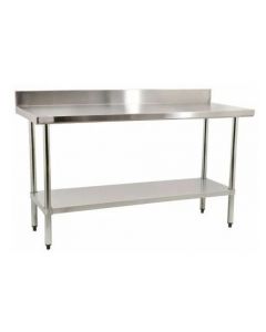 Zanduco Stainless Steel Worktable 30" X 84" with 5" Backsplash and Undershelf - Heavy-Duty