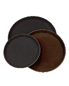 Omcan 14" Non-Slip Service Tray Round NSF Brown Deluxe