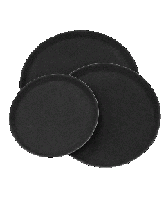 Omcan 11" Non-Slip Service Tray Round NSF Black Deluxe
