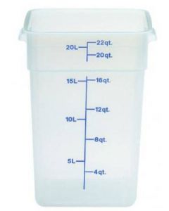 Zanduco 22 Qt Translucent Square Polypropylene Food Storage Container