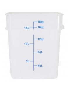 Zanduco 18 Qt Translucent Square Polypropylene Food Storage Container