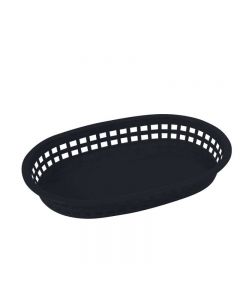 Omcan 9" x 5" Plastic Oval Platter Black 12/Case