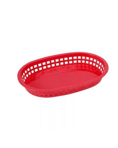 Omcan 9" x 5" Plastic Oval Platter Red 12/Case