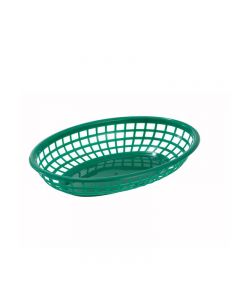 Omcan 10" x 7" Premium Plastic Oval Basket Green 12/Case