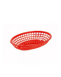 Omcan 10" x 7" Premium Plastic Oval Basket Red 12/Case