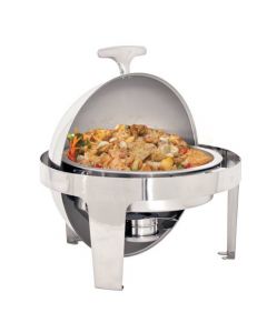 Omcan 5.6 L / 6 qt Round Stainless Steel Roll Top Chafer