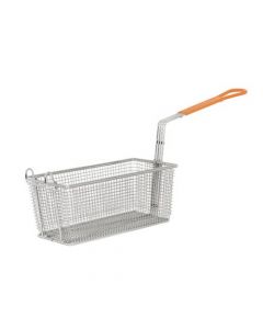 Omcan 12 1/8" x 6 5/16" x 5 5/16" H Nickel Plated Iron Fryer Basket with Front Hook