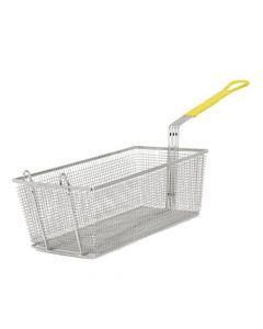 Omcan 16 3/4" x 8 3/4" x 6" H Nickel Plated Iron Fryer Basket with Front Hook