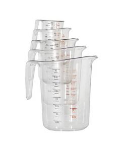 Omcan 5 Piece Clear Polycarbonate Measuring Cup Set in Retail Packaging