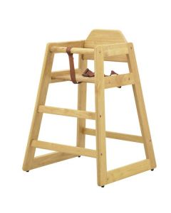 Omcan Commercial Wooden High Chair with Natural Finish