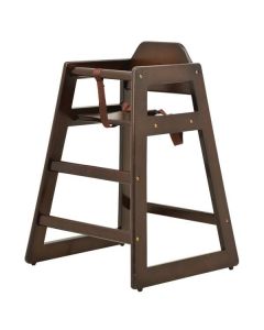 Omcan Commercial Wooden High Chair with Walnut Finish