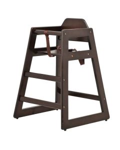 Omcan Commercial Wooden High Chair with Mahogany Finish