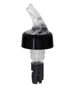 Zanduco 5/8 oz. Clear Spout / Black Tail Measured Liquor Pourer with Collar 12/Pack