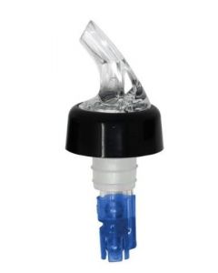 Zanduco 7/8 oz. Clear Spout / Blue Tail Measured Liquor Pourer with Collar 12/Pack