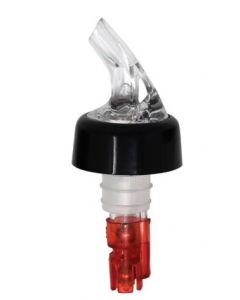 Zanduco1 oz. Clear Spout / Red Tail Measured Liquor Pourer with Collar 12/Pack