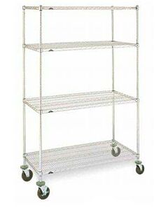 Metro 18" Depth Super Adjustable Chrome 4 Tier Mobile Shelving - A436BC, A456BC, A466BC