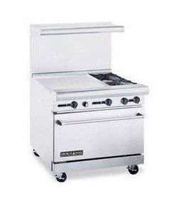 American Range ARW36-24G-2B 36" Heavy Duty Gas Range 32" Oven with 12" Griddle & 2 Burners