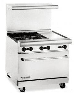 American Range ARW36-4B-12RG 36" Heavy Duty Gas Range 32" Oven with 4 Burners & 12" Raised Griddle