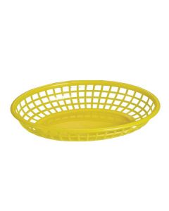 Omcan 10" x 7" Premium Plastic Oval Basket Yellow 12/Case