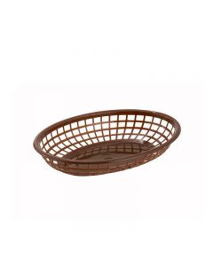 Omcan 10" x 7" Premium Plastic Oval Basket Brown 12/Case